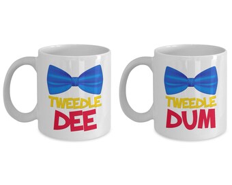 Disney Tweedle Dee and Tweedle Dum Gift Mugs MATCHING SET of TWO Coffee Cups