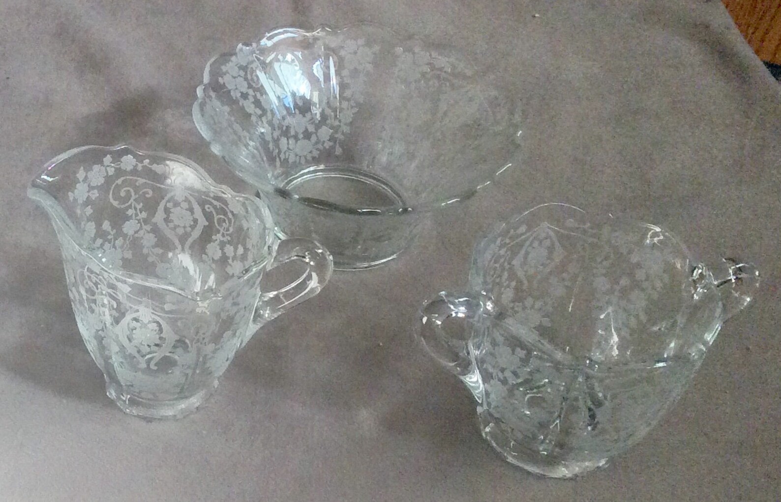 Cambridge Glass Creamer Sugar Set W/bowl Floral Etched Design Etsy UK
