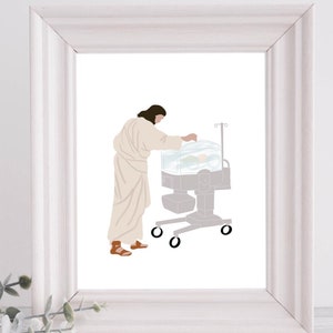 NICU Premie Jesus and Baby portrait option 1 - lighter complexion - INSTANT DOWNLOAD