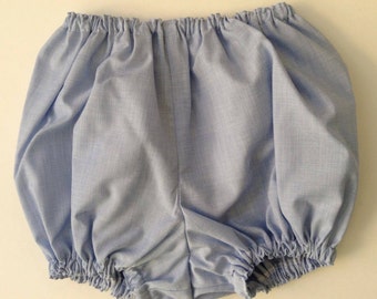 Blue Linen Baby Bloomers