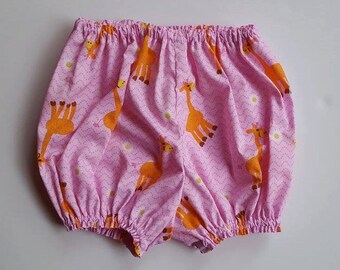 Pink Giraffe Bloomers | Shorts | Pants | Nappy Cover | Diaper Cover | Baby | Toddler | Baby Girl