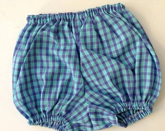 Aqua Checkered Baby Bloomers