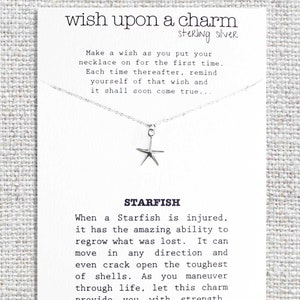 STARFISH Sterling Silver Wish Necklace - Starfish Charm - Healing Gift, Cancer Survivor Gift, Dainty Starfish Necklace, Gift for Illness