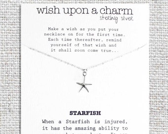Sterling Silver Starfish Wish Necklace – Dainty Charm, Healing Gift