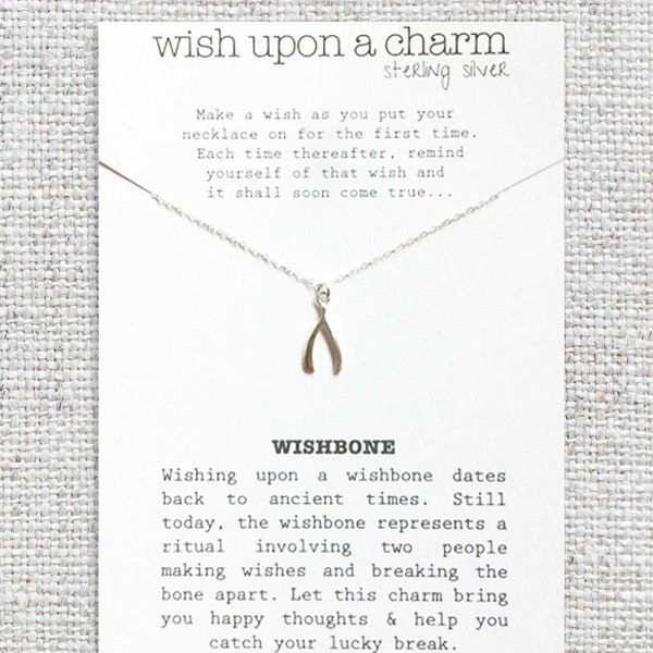 WISHBONE Sterling Silver Wish Necklace - Sterling Silver Necklace with Wishbone Charm - Dainty Necklace, Women's Charm Necklace
