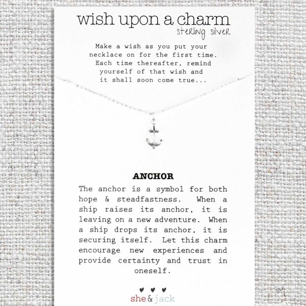 ANCHOR Sterling Silver Wish Necklace - Sterling Silver Anchor Charm - Gift for her, Meaningful Gift, Dainty Necklace, Women's Charm Necklace