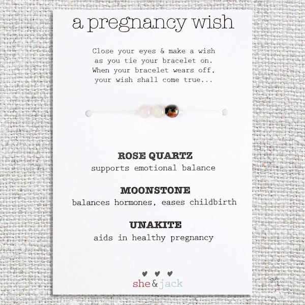 PREGNANCY Wish Bracelet - Rose Quartz, Moonstone, Unakite - Unique Gift for Pregnancy - Crystals for Healthy Pregnancy - Pregnancy Jewelry