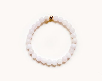 Custom Rose Quartz Bracelet – Personalized Name, 6mm Matte Beads