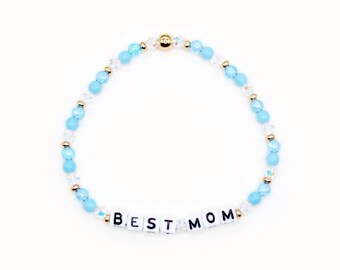 Custom Name Beaded Bracelet, Acrylic Bicone Beads, Mom of Boys Gift