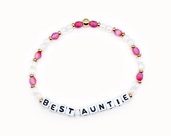 Custom Word Bracelet - 4mm Acrylic and Czech Beads, Personalized Name Bracelet, Best Auntie Bracelet, Friendship Bracelet, Family Bracelet