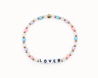 Custom Word Bracelet - 4mm Bicone & Acrylic Beads, Personalized Bracelet, Lover Bracelet, Eras Tour Friendship Bracelets, Lover Era Bracelet