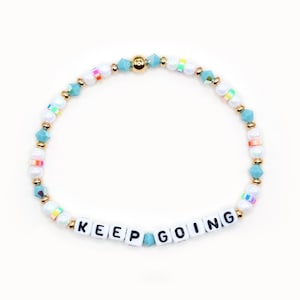 Personalized Word Bracelet - 4mm Bicone, Acrylic, Heishi Beads, Custom Bracelet, Pride, Keep Going, Multicolor Beaded Friendship Bracelet