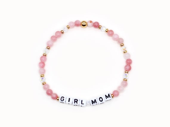 Personalized Gemstone Word Bracelet – Girl Mom Beaded Jewelry