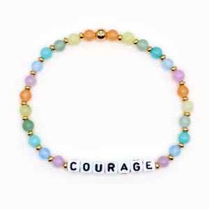 Custom Word Bracelet - 4mm Gemstone Beads, Courage Bracelet, Colorful Pastel Beaded Bracelet, Confidence, LGBTQ Pride, Empowerment Gift