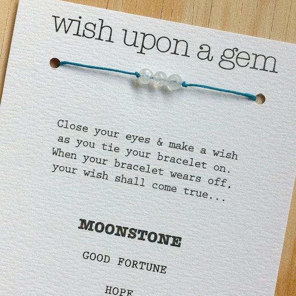 MOONSTONE - Wish Bracelet - 5mm- Hemp Cord - Choose Your Own Color