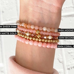 Personalized Word Bracelet Pink Custom Beaded Bracelet, Custom Word Bracelet, Stacking Bracelets, Custom Name Bracelet, Gold, Silver image 2