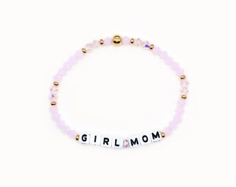 Custom Word Bracelet - 4mm Bicone Beads, Personalized Name Bracelet, Girl Mom, Mom of Girls, Girl Mom Bracelet, Girl Mama, Mother's Day Gift