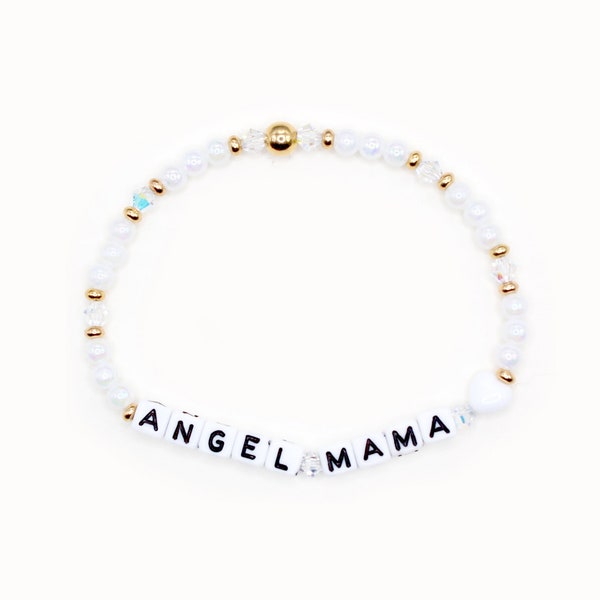 Custom Word Bracelet - 4mm Bicone & Acrylic Beads, Personalized Bracelet, Baby Loss, Pregnancy Loss, Miscarriage, Stillbirth, Angel Mama