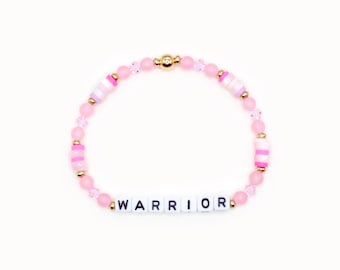 Custom Breast Cancer Awareness Bracelet – Gemstone Word Bracelet
