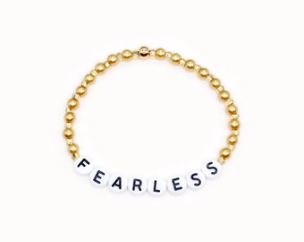 Custom Word Bracelet – 4mm Gold Beaded Friendship Jewelry
