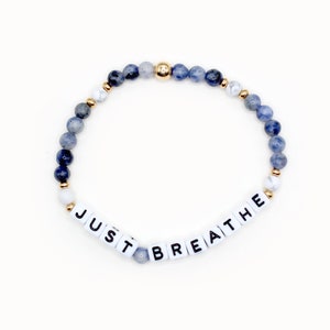 Custom Word Bracelet - 4mm Howlite & Sodalite Beads, Personalized Name Bracelet, Stacking Bracelet, Just Breathe Bracelet, Gemstone Beads