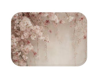 Badmat kersenbloesem bloemen: op zen Japans geïnspireerde delicate bloemenpatroon badkamertapijt, uniek decor badkameraccessoires