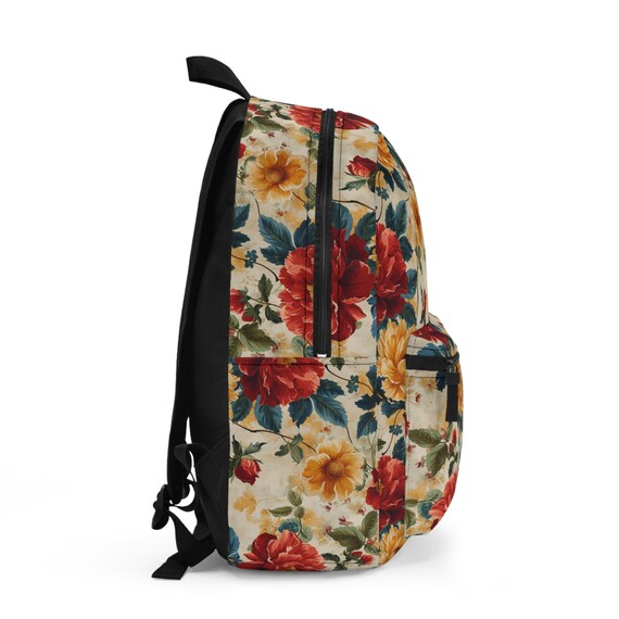 Sac à dos floral, sac d'école imperméable à motif de fleurs de