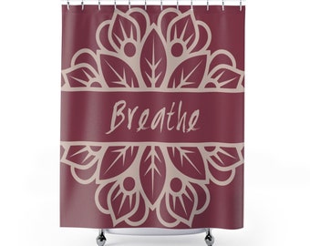 Cortina de ducha de tela, Cortina de baño Mandala Breathe, Decoración de atención plena, Regalo para el nuevo hogar, Cortina de ducha Boho ecléctica impresa inspiradora