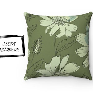 Floral Throw Pillow, Bohemian Cushion, Sofa Decorative Pillow, INSERT INCLUDED, 14 16 18 20 In Square Pillow, Nature Lover Housewarming Gift