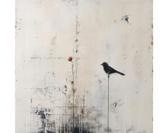 Bird Minimalist Art ,Minimal Bird Wall Print, Download, Modern Nature Poster for Home and Office, Bird Painting, Abstract Neutral Décor