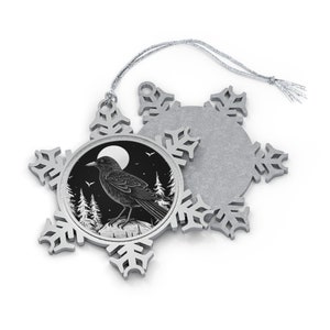 Bird in Snowflake Ornaments, Silver Bird Modern Christmas Tree Ornaments, Nature Holidays Decorations, Birdwatcher Gift, Animal Decorations