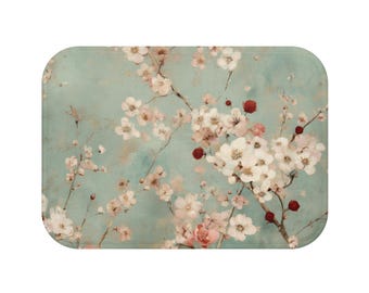 Badmat kersenbloesem bloemen: op zen Japans geïnspireerde delicate bloemenpatroon badkamertapijt, uniek decor badkameraccessoires