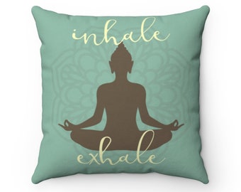 Square Buddha Mandala Yoga Inspirational Boho Decorative Throw Pillow Case | Pillowcase | Pillow Cover | Cushion Cover | Pillow Sham Cover
