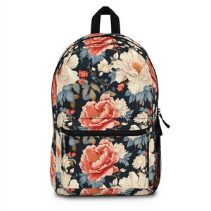 Floral Backpack, Laptop & Books Backpack, Flowers Rucksack, Travel Carryon, Weekender Bag, Waterproof Bag, Teen Girls Back to School Gift