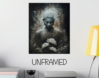 Buddha Wall Art Poster Print, UNFRAMED Meditation Wall Art, Hindu Home Décor, Buddhism Yoga Art, Zen Buddhist Living Room Office Clinic Art