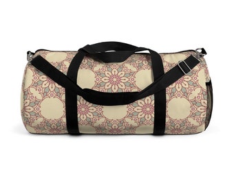 Overnight Bag, Mandala Pattern Duffel Bag, Pastel Pinks Duffle Bag, Women's Gym Bag, Yoga Bag, Boho Travel Bag, Bride Bag, Bridesmaids Bag