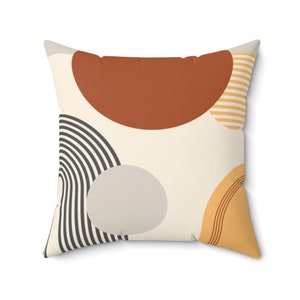 Abstract Pillow Cover, Boho Square Decorative Pillow Case, Earth Tones Sofa Couch Pillowcase, Bohemian Modern Living Room & Bedroom Accent image 2