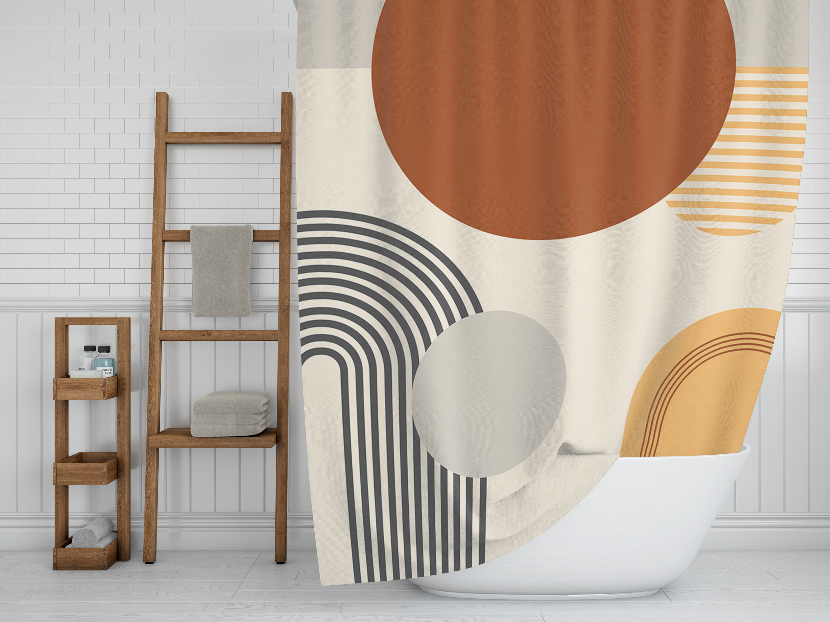 Boho Shower Curtain Watercolor Bohemian Cow Skull Feather Western