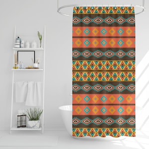 Boho Shower Curtain, Tribal Print Bath Curtain, Bohemian Bathroom Accessories, Eclectic Bath Décor, Colorful Shower Curtain, New Bath Gift