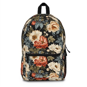 Floral Backpack, Laptop & Books Backpack, Flowers Rucksack, Travel Carryon, Weekender Bag, Waterproof Bag, Teen Girls Back to School Gift