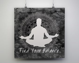 Meditation Poster, Mandala Print, Yogi Wall Art, Clinic Wall Decor, Spiritual Art, Inspirational Artwork, Relaxing gift, Yoga Studio Decor