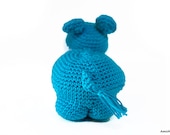Softie Toy for Baby and Children, Stuffed Animal Plush In Turquoise Blue Crocheted Amigurumi Hippo named Peppy
