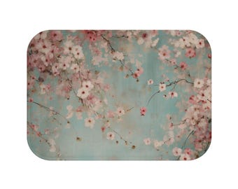 Badmat kersenbloesem bloemen: op zen Japans geïnspireerde delicate bloemenpatroon badkamertapijt, uniek decor badkameraccessoires