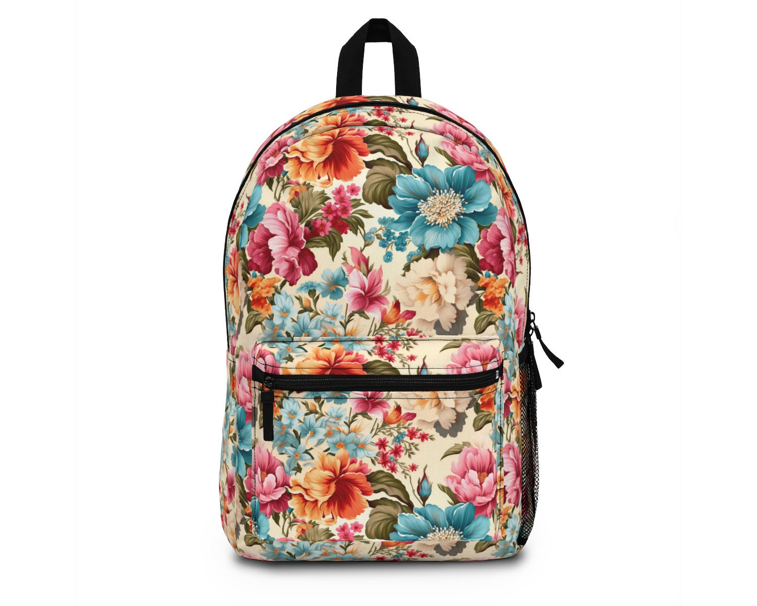 Floral Laptop Backpack, Vintage Style Chintz Oriental 