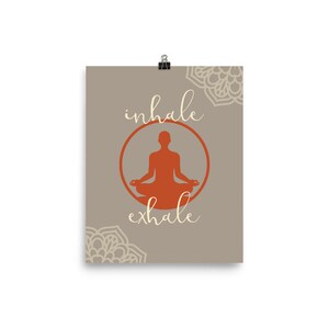 Inhale Exhale Wall Art, Boho Poster, Bohemian Wall Decor, Yoga Gift, Yoga Pose Print, Yoga Art, Yoga Quote, Vertical Unframed Poster Print