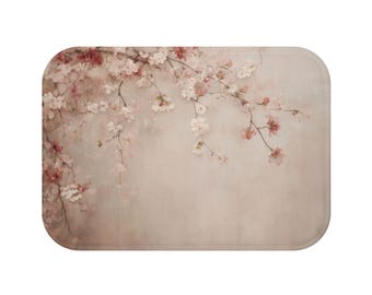 Badmat kersenbloesem bloemen: op zen Japans geïnspireerde delicate bloemenpatroon badkamertapijt, uniek decor badkameraccessoires