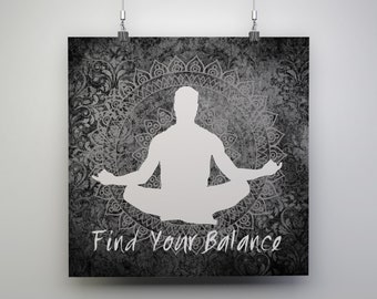 Meditation Poster, Mandala Print, Yogi Wall Art, Clinic Wall Decor, Spiritual Art, Inspirational Artwork, Relaxing gift, Yoga Studio Decor