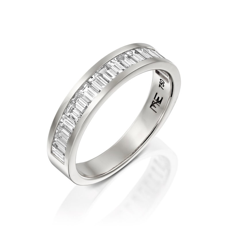 Baguette Wedding Band Baguette Eternity Ring 18K White Gold Etsy