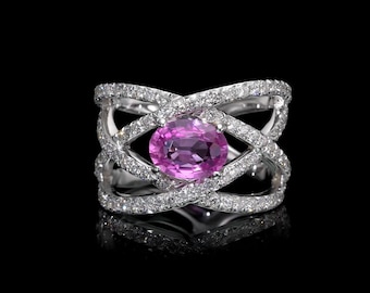The Jessica Ring - Unique Pink Oval Sapphire Engagement Ring