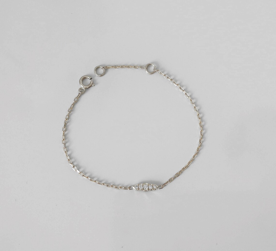 Baby Gold Bracelet, Delicate Girl's Diamonds Bracelet, 14k Solid Gold